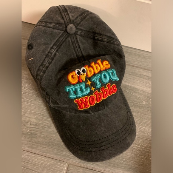 Raised Embroidery Retro “gobble till u wobble” cotton baseball hat Unisex - Picture 10 of 14